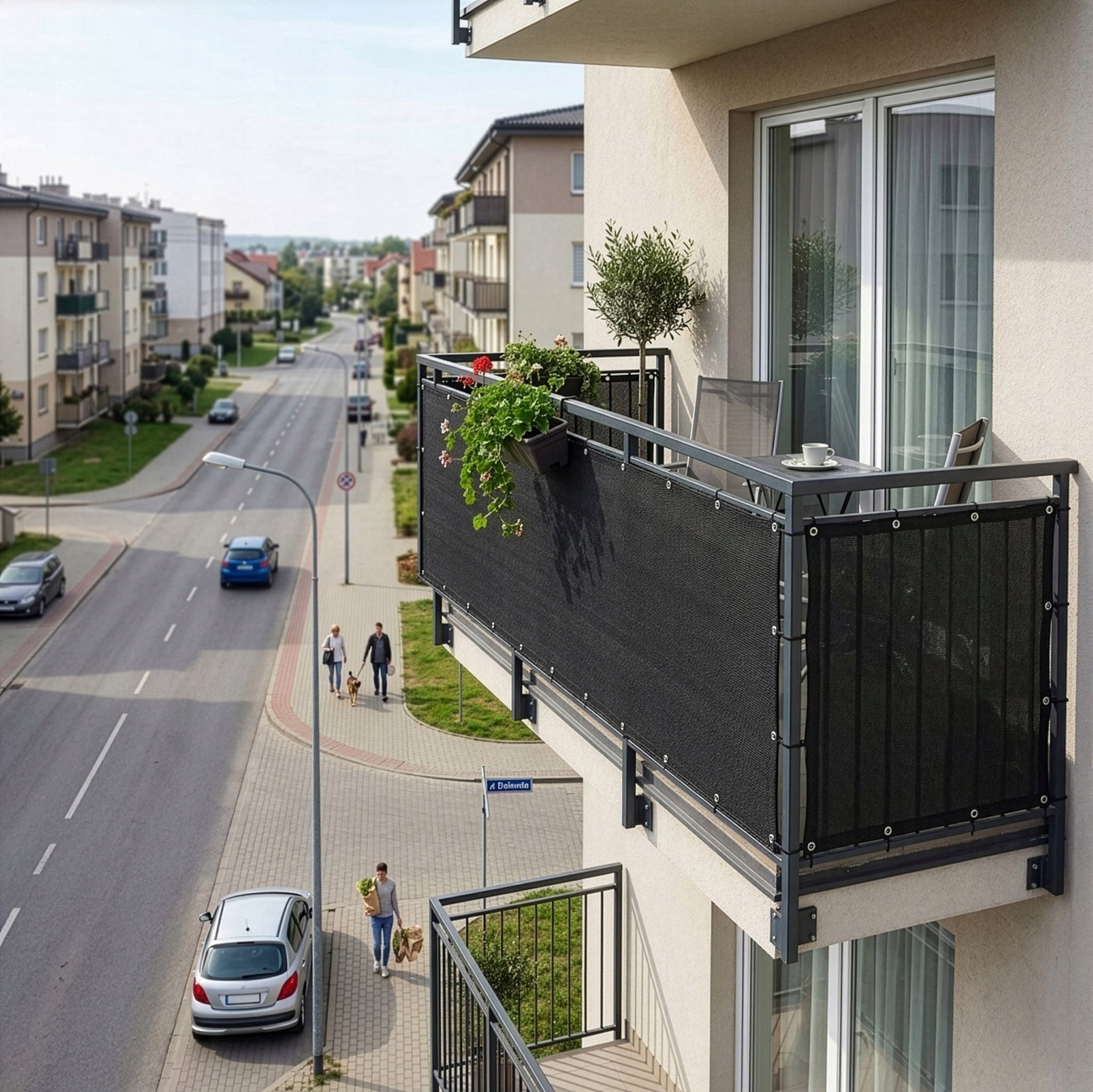 BALCONY MAT COVER 1x6m FOR BALCONY TERRACE GREY MASKING 95% SHADING Packaging status original