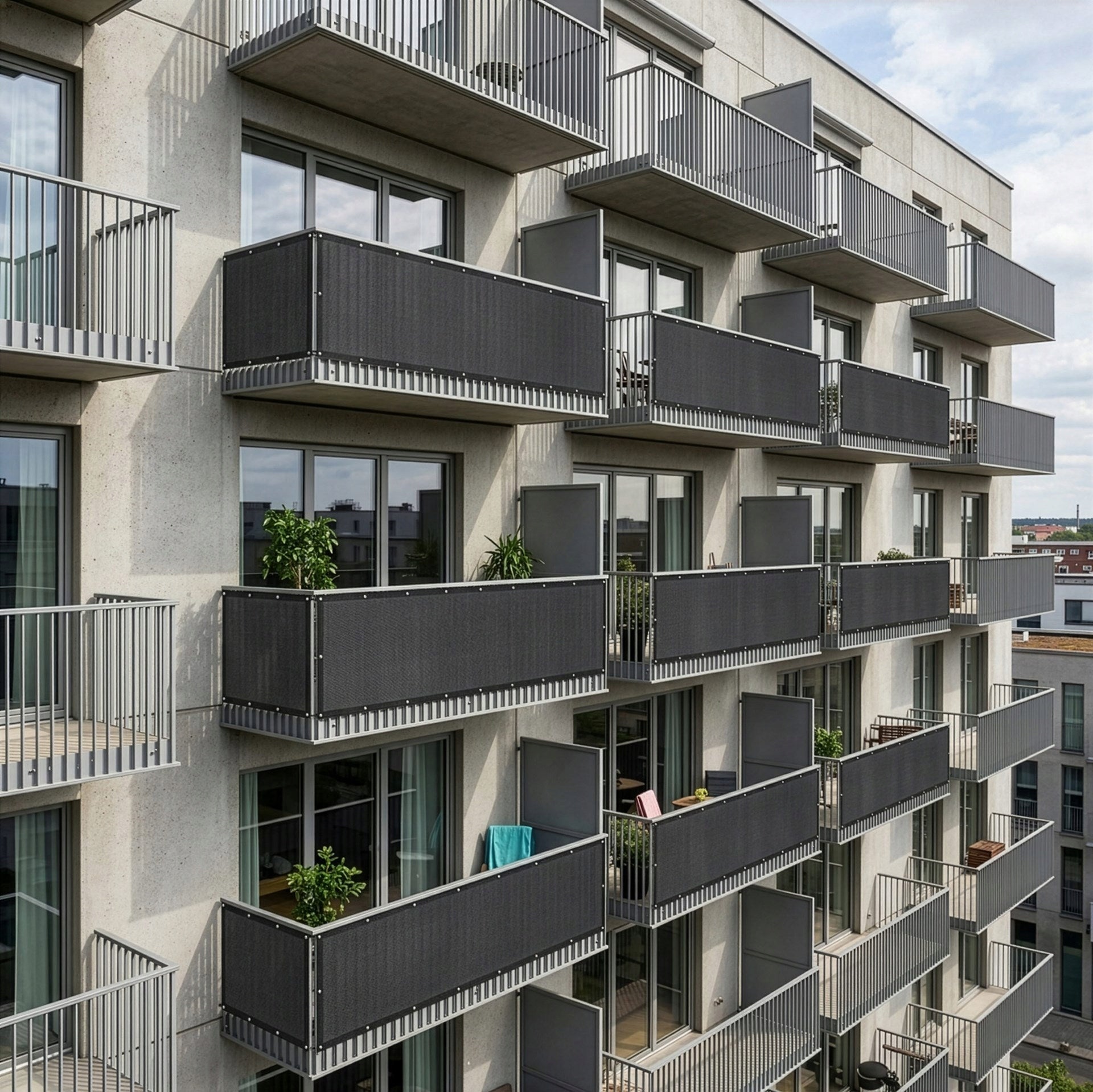 BALCONY MAT COVER 1x7m FOR BALCONY TERRACE GREY MASKING 95% SHADING Kind cover, mat