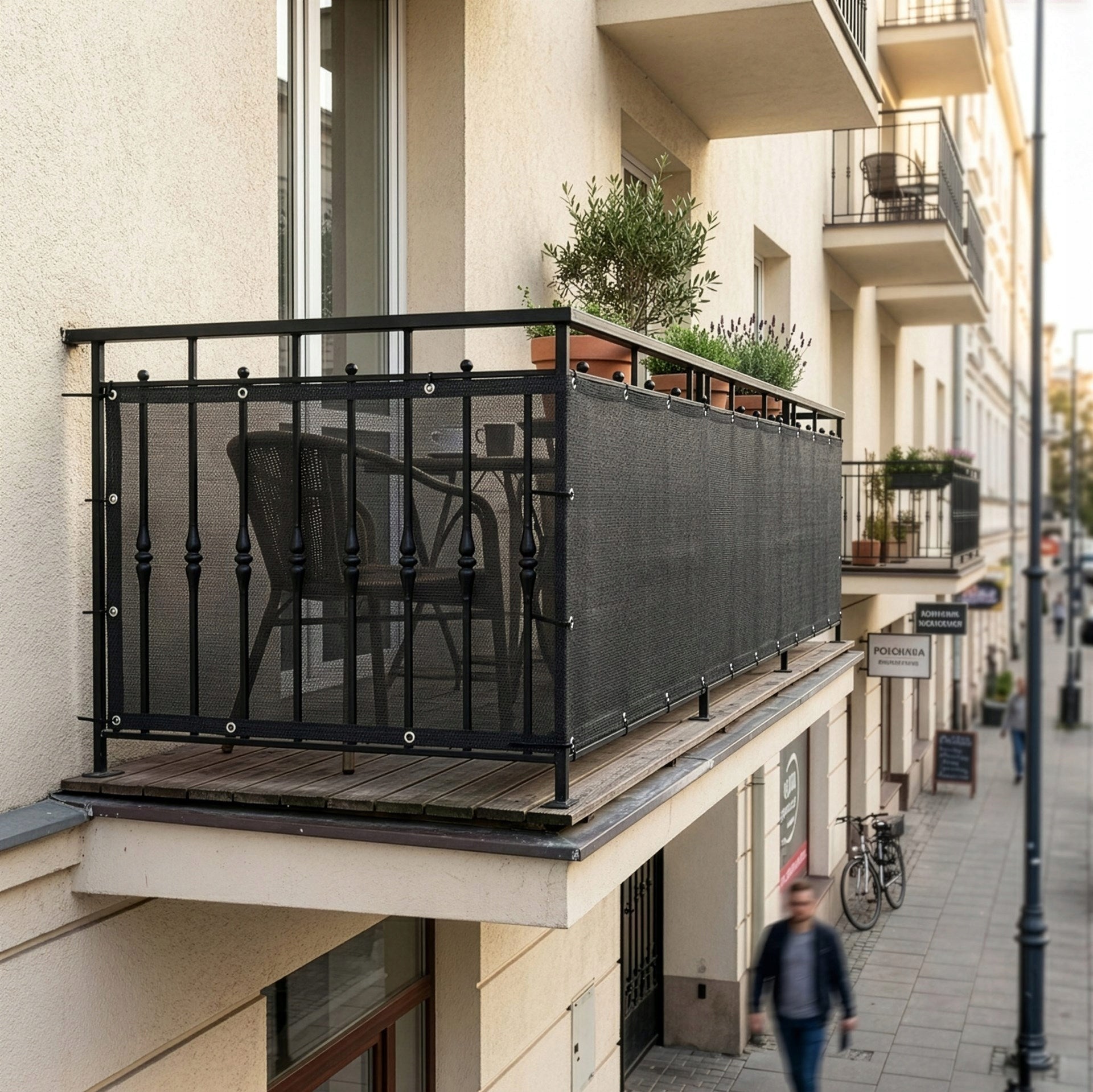 BALCONY MAT COVER 1x7m FOR BALCONY TERRACE GREY MASKING 95% SHADING Packaging status original