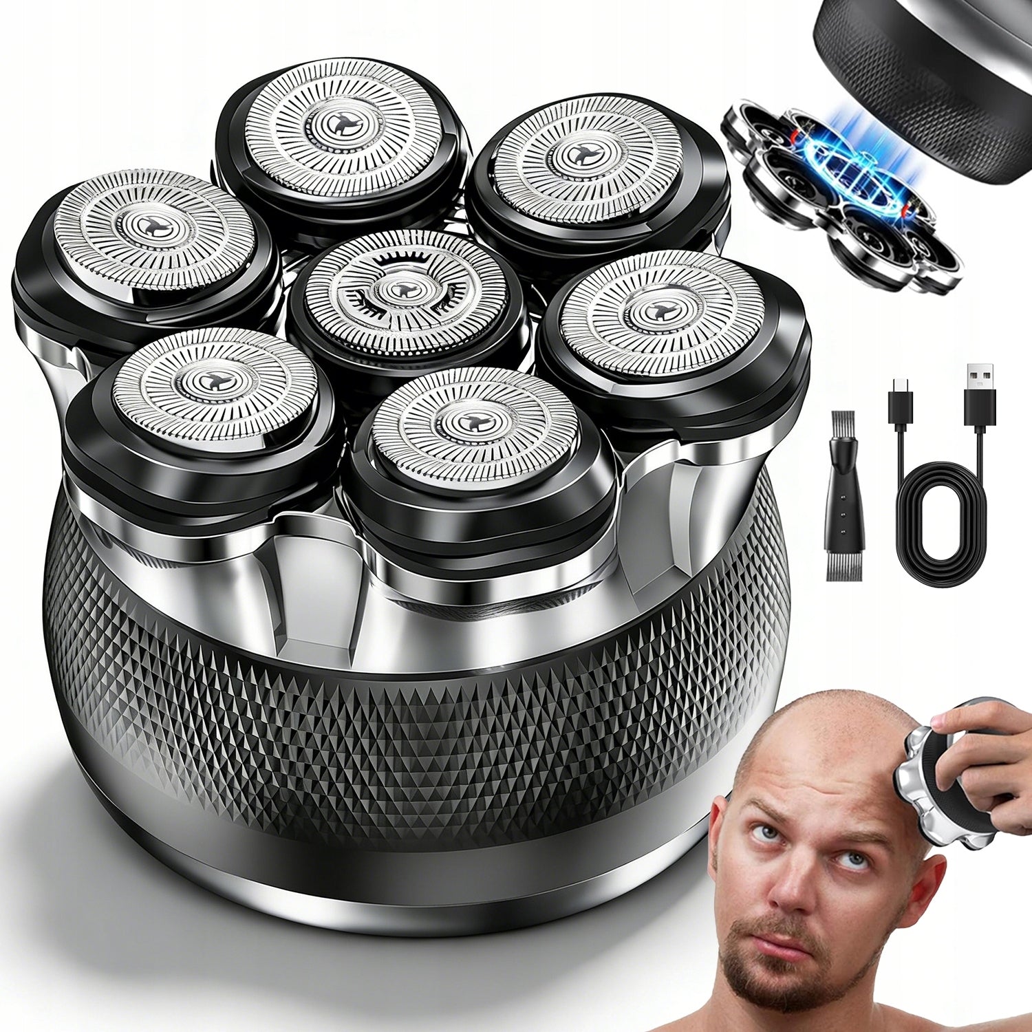 BALD HEAD SHAVER MODERN RAZOR MEN'S MAGNETIC TRIMMER 7D