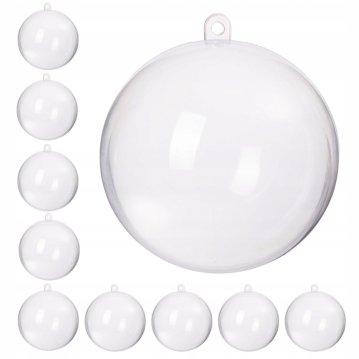 BALLS ACRYLIC BAUBLES TRANSPARENT BAUBLES 11cm PLASTIC DECOUPAGE 10 pcs