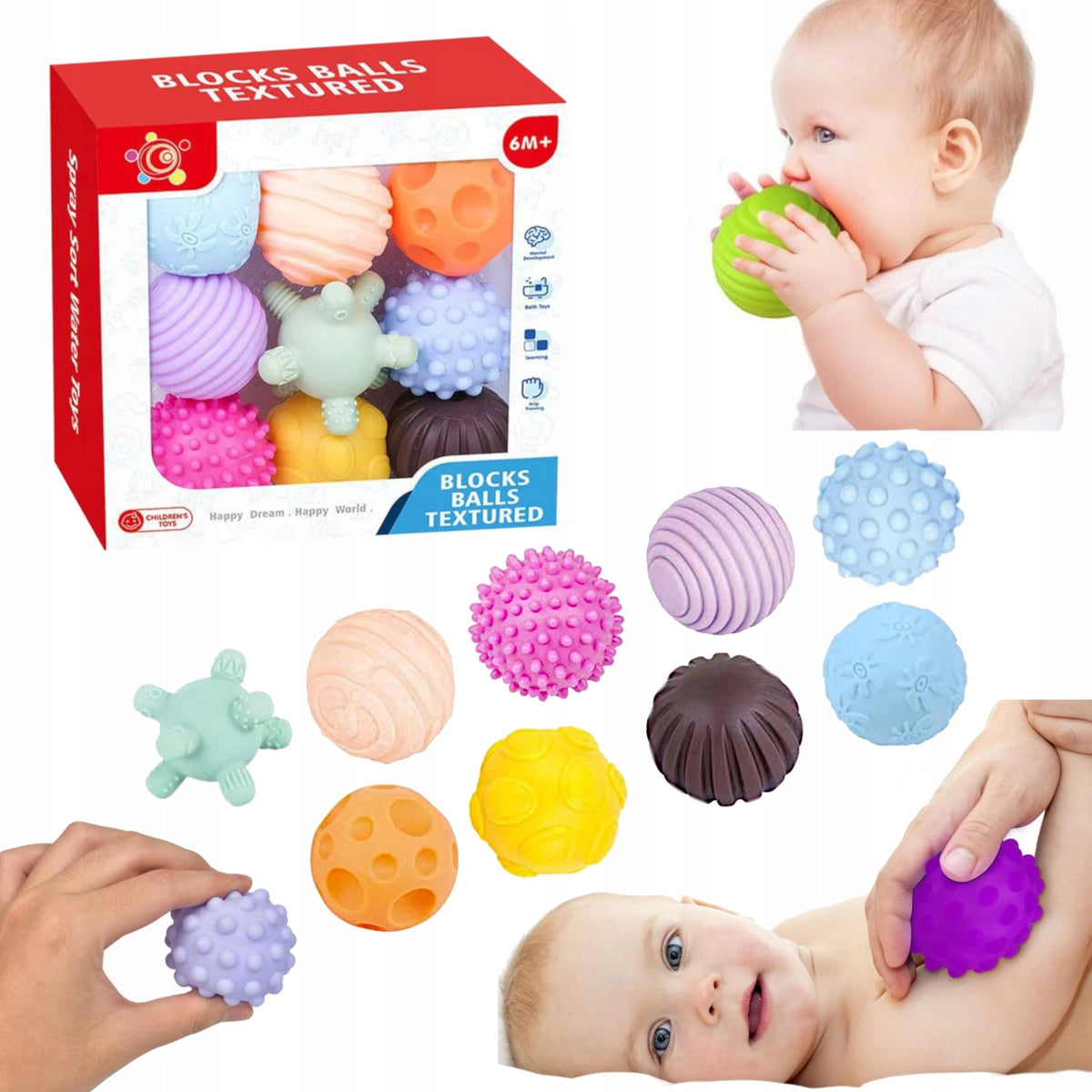 BALLS SENSORY BALLS MASSAGE SENSORS RUBBER BLOCKS FOR CHILDREN