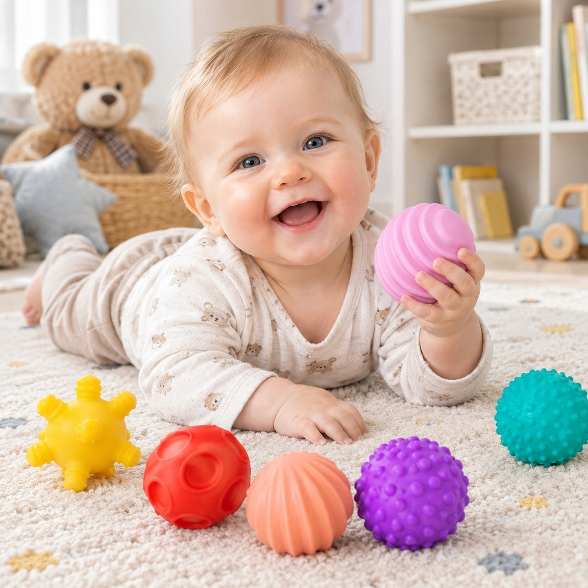 BALLS SQUEAKERS SENSORY MASSAGE BALLS SOFT TEETHERS 6PCS Packaging status original