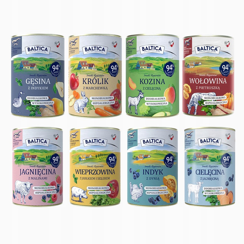 BALTICA wet dog food 8 x 400g mix of flavors without grains