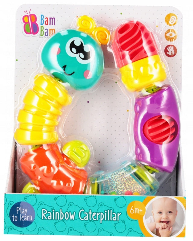 BAM BAM Rattle caterpillar rainbow 18x24x6