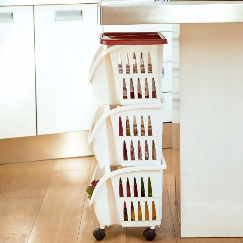 BAMA Regál pojízdný TIDY, barva bílá a hnědá Furniture depth 30 cm