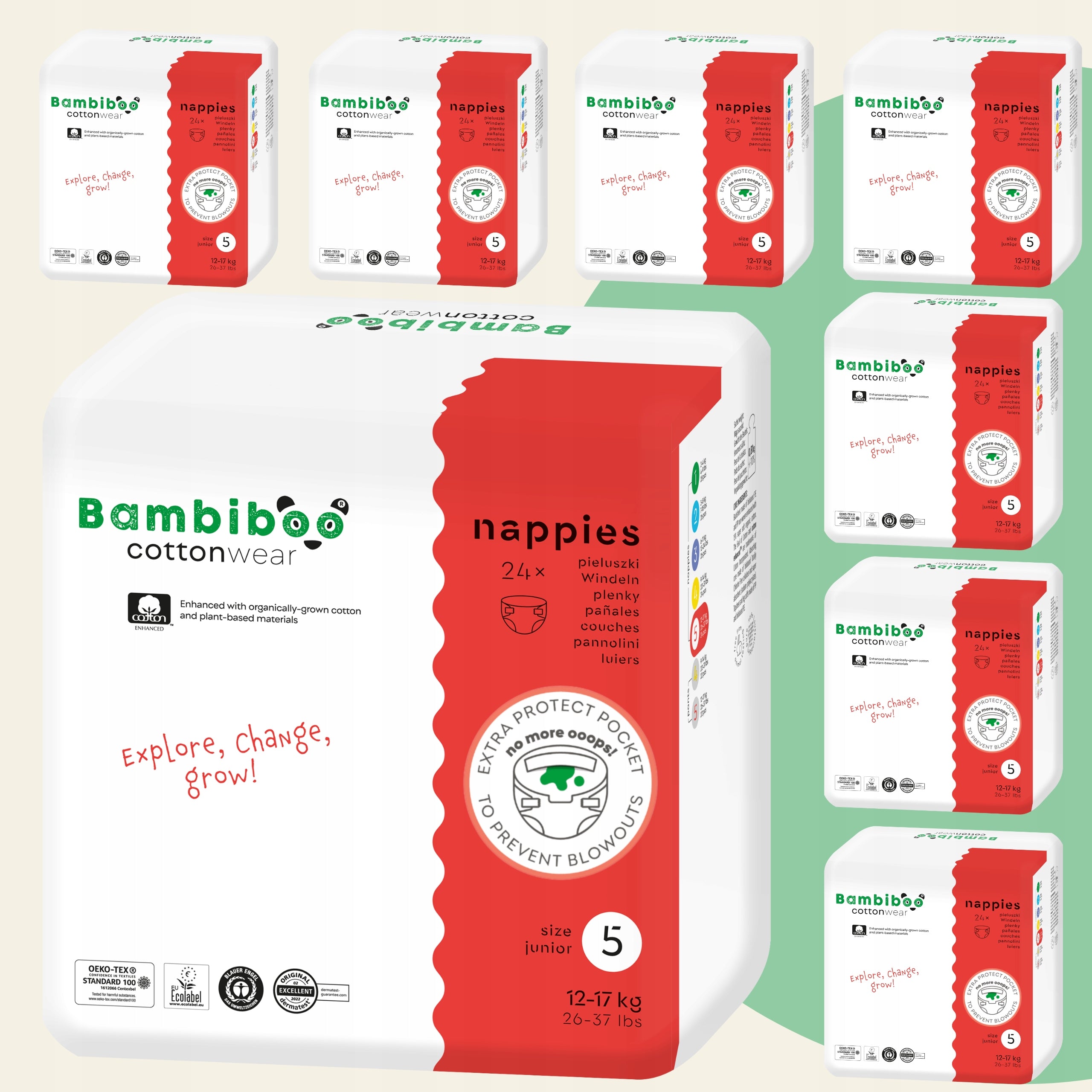 BAMBIBOO DIAPERS 5 8x24pcs COTTONWEAR Disposable 12-17kg JUNIOR Packaging status original