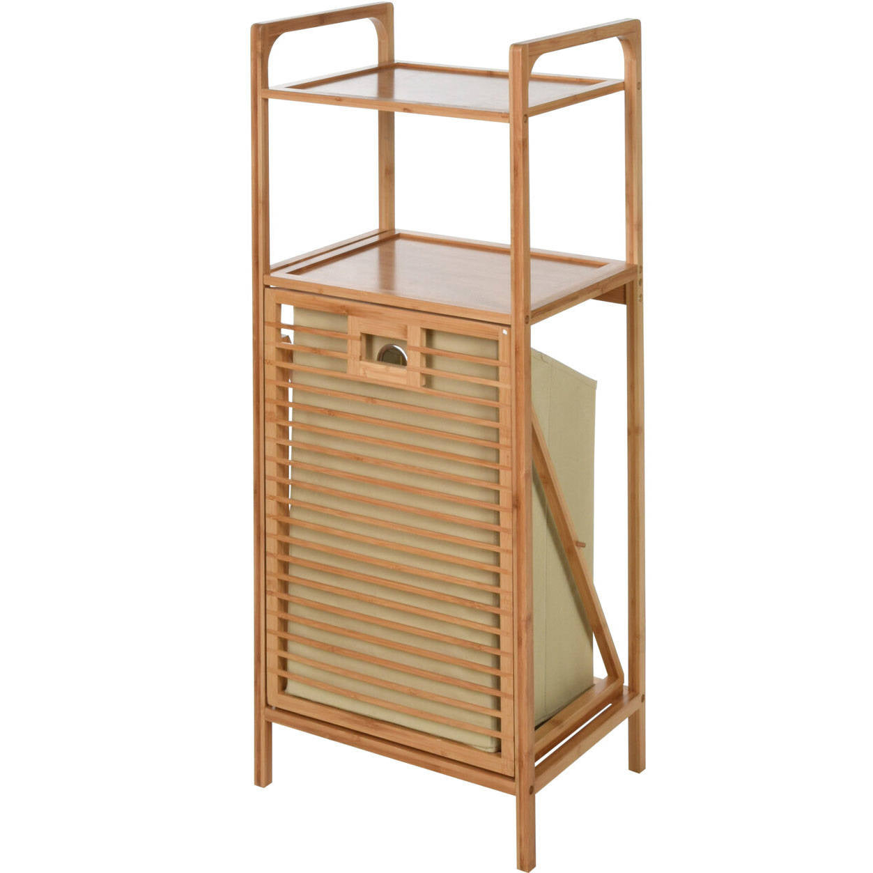 BAMBOO BATHROOM RACK 40X30X95 CM WITH BUILT-IN LAUNDRY BASKET