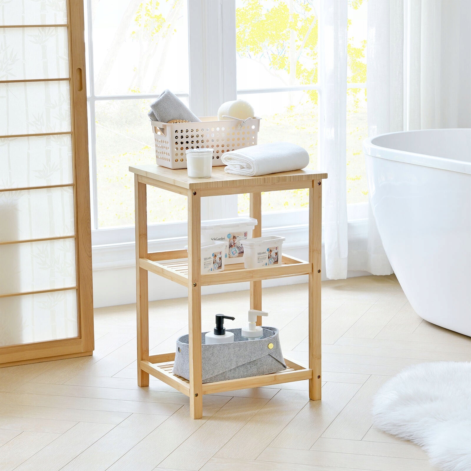 BAMBOO BATHROOM SHELVING 3x SHELF bamboo Manufacturer code P407