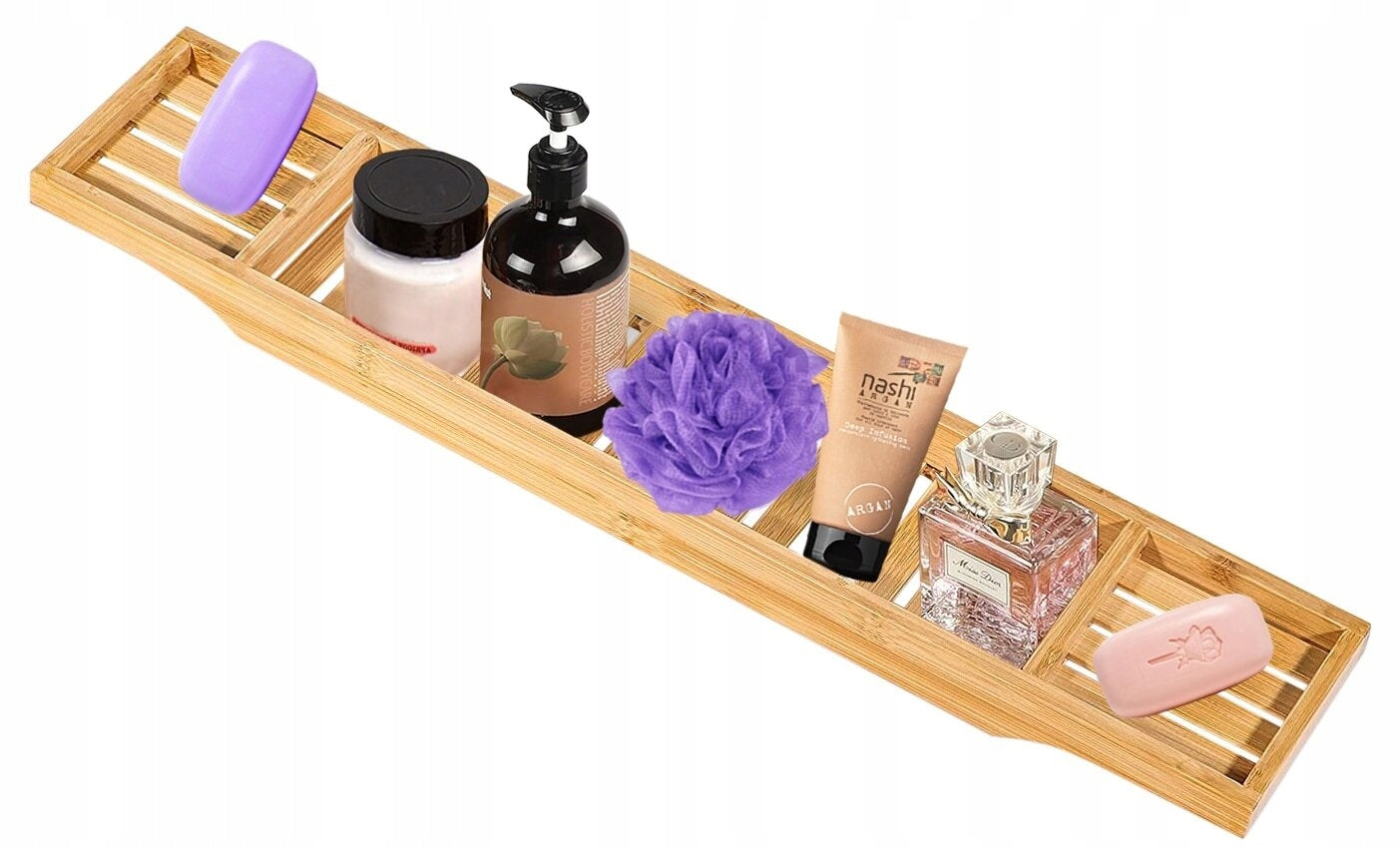 BAMBOO BATHTUB SHELF Bathroom Organizer Tray Rack for Bathroom Brand no brand