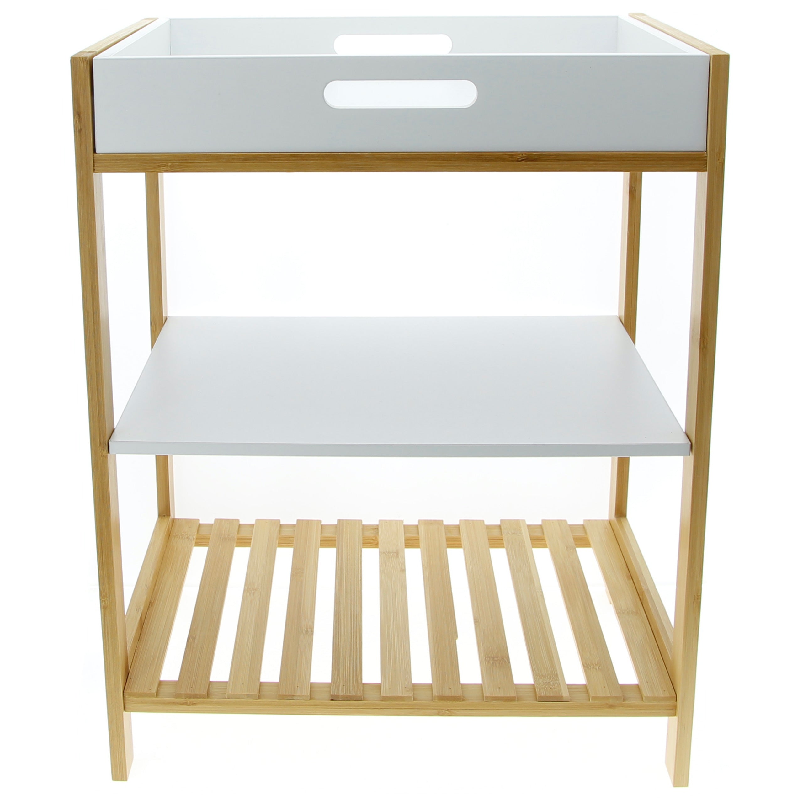 BAMBOO Bathroom SHELF BOOKCASE with tray for bathroom or kitchen 50cm Furniture color shades of brown