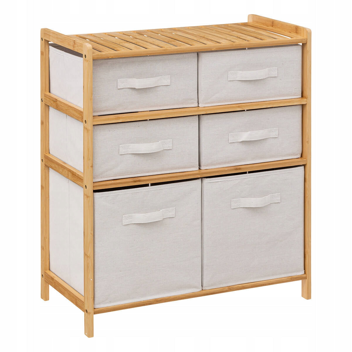 BAMBOO CHEST OF DRAWERS with shelves MATERIAL BASKETS bookcase with baskets