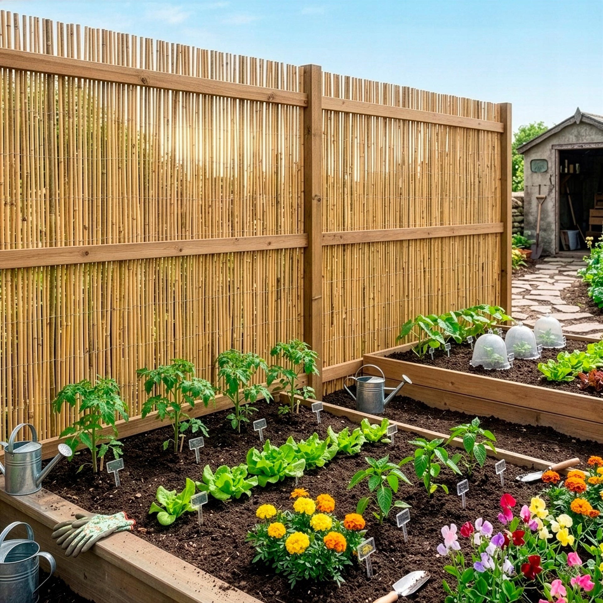 BAMBOO COVER 1,5x5m MASKING BALCONY MAT TERRACE FENCE Packaging status original