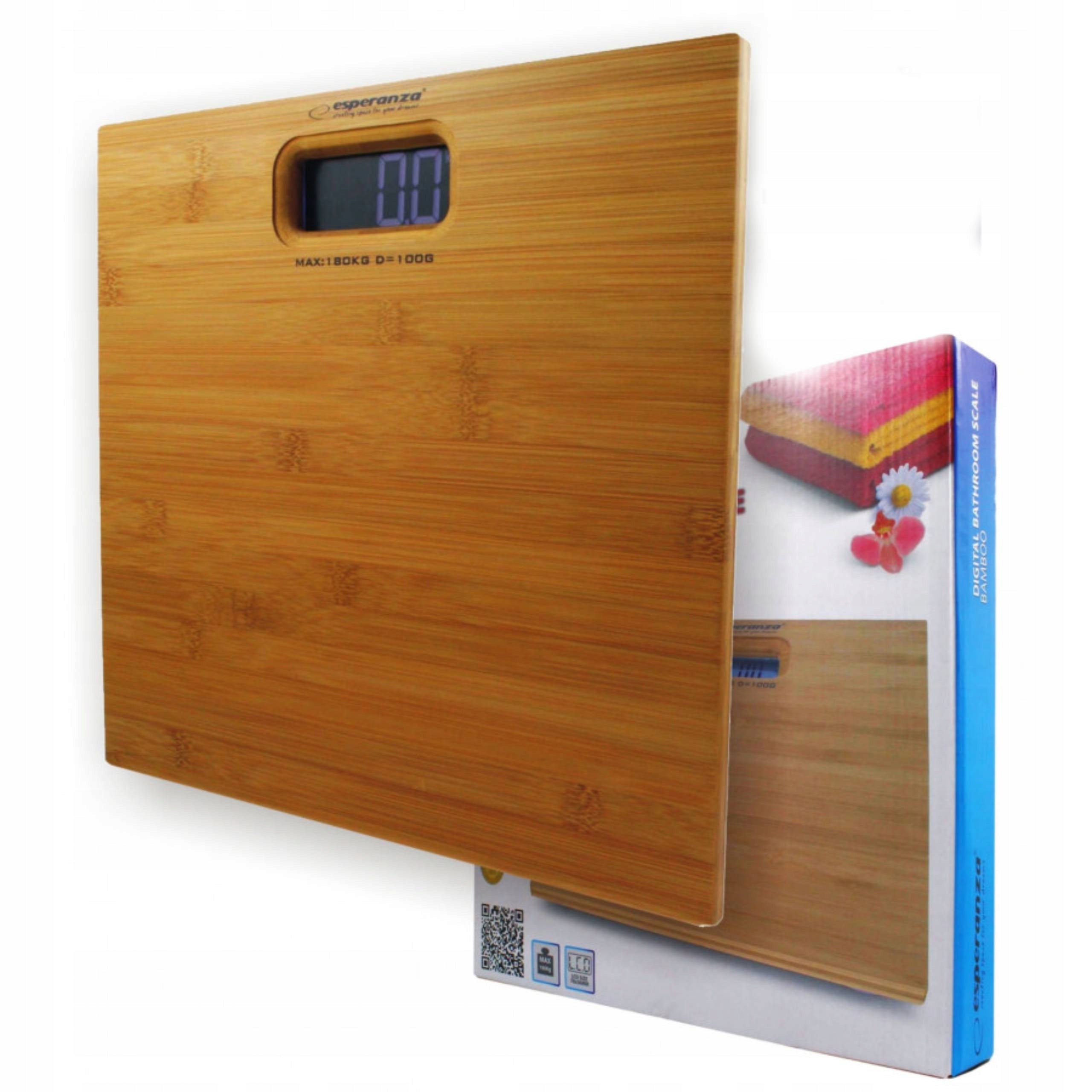 BAMBOO ELECTRONIC BATHROOM SCALE UP TO 180 kg LCD DIGITAL SENSORS