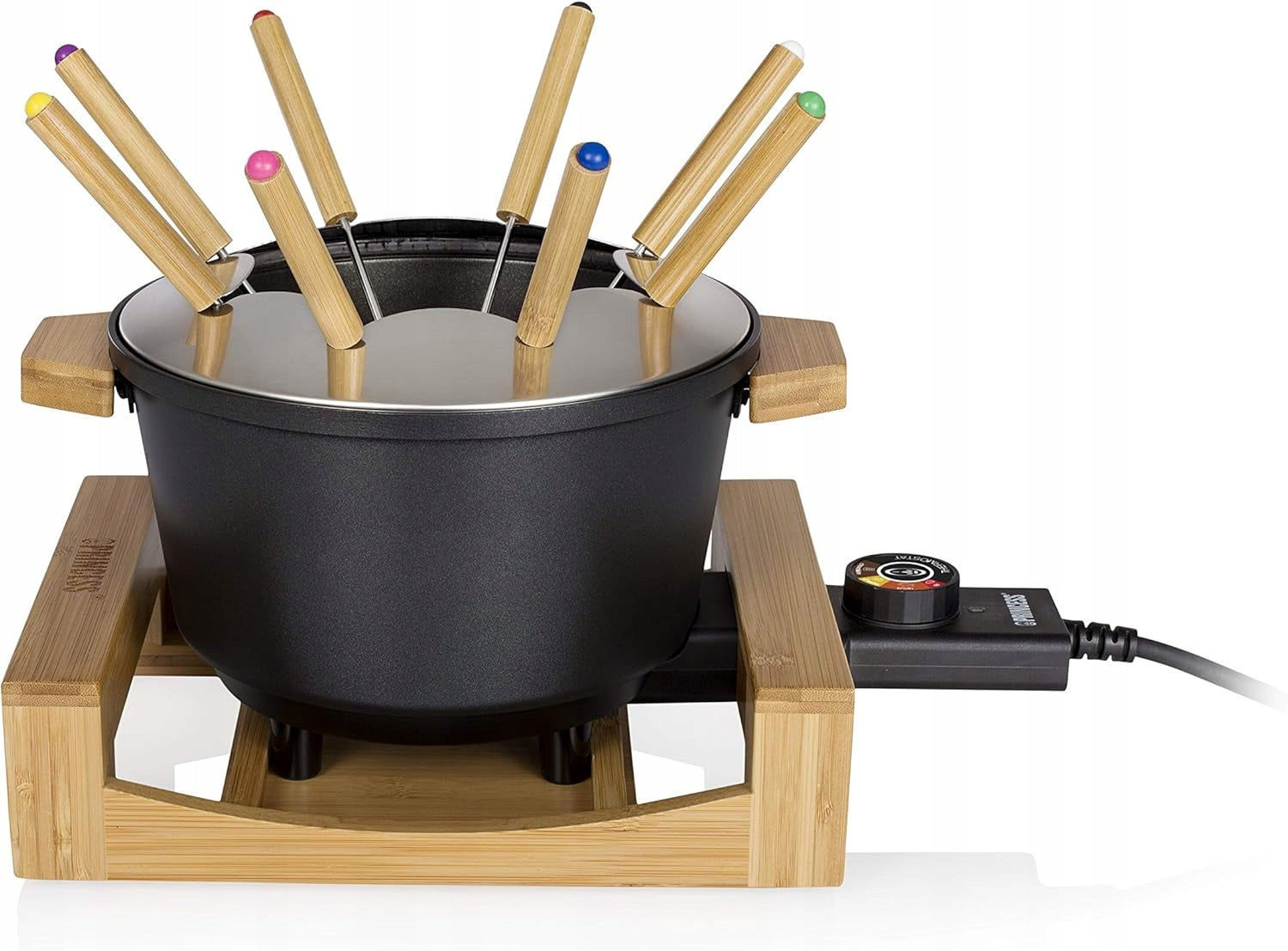 BAMBOO FONDUE SET 1,5L 8 PEOPLE THERMOSTAT ADJUSTMENT BLACK EAN (GTIN) 5906495136796