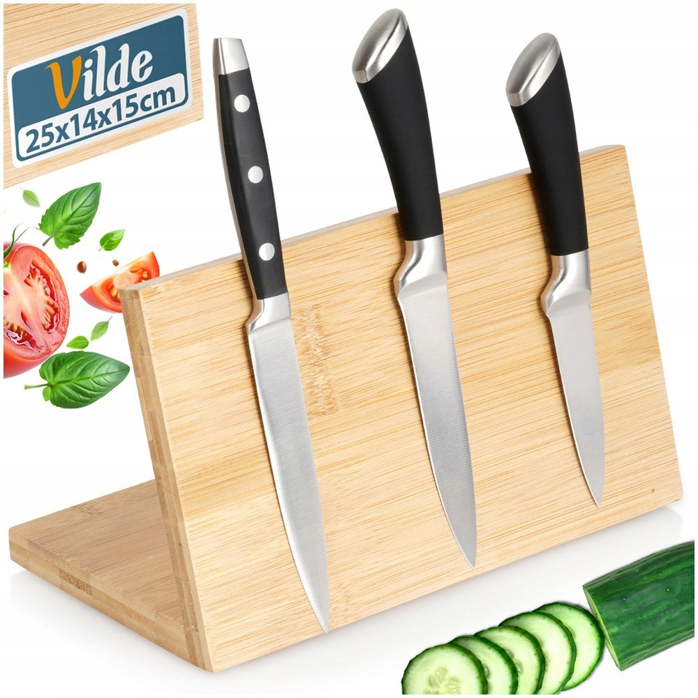 BAMBOO Kitchen Knife Block Stand Universal MAGNETIC