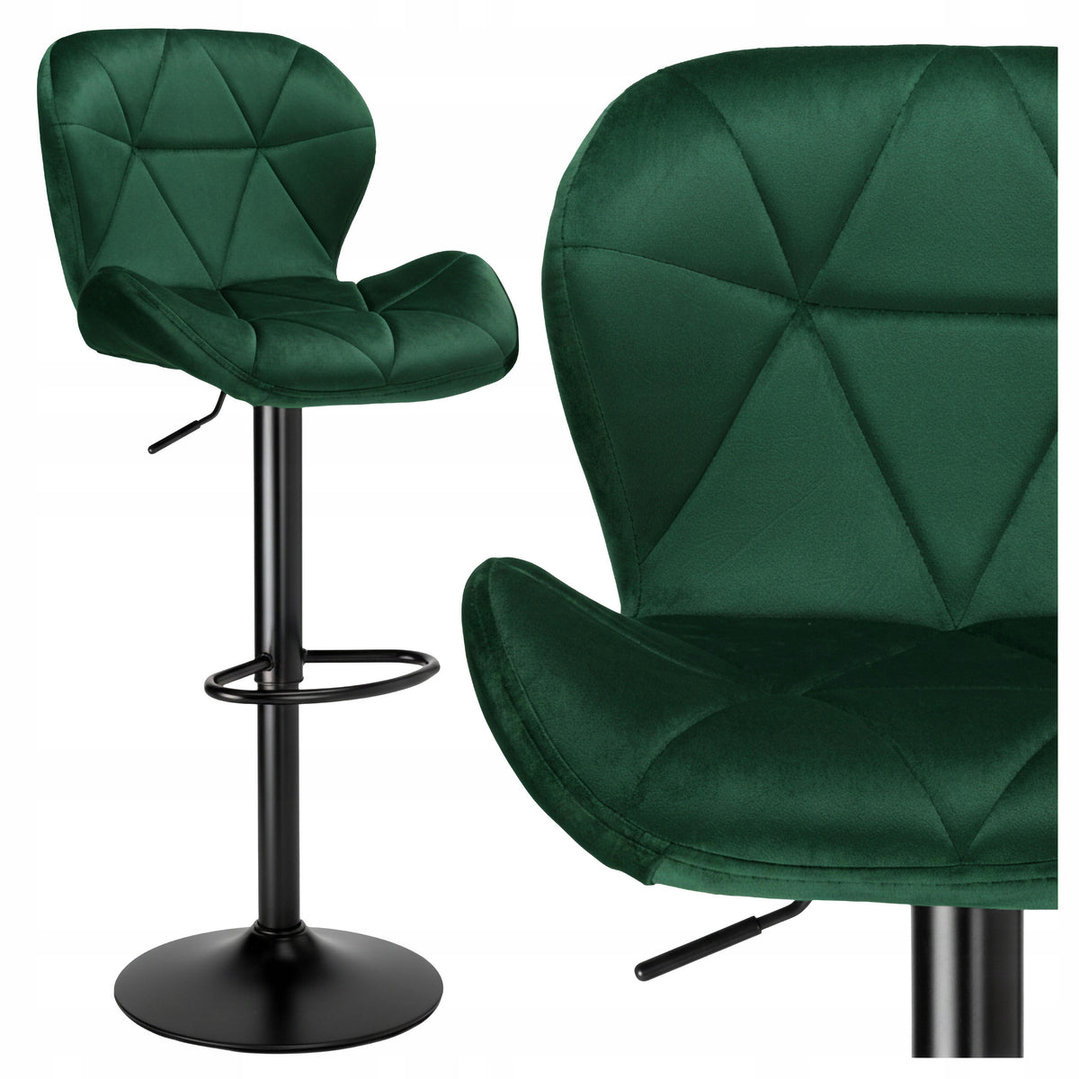 BAR STOOL QUILTED SWIVEL ADJUSTABLE BAR CHAIR BLACK LEG LOFT STOOL