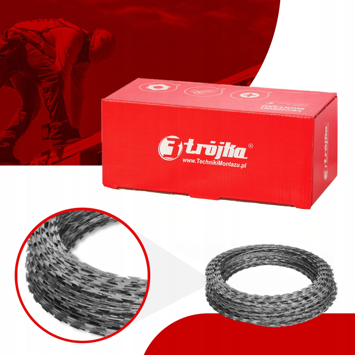 BARBED WIRE RAZOR BLADE 450mm 100m in line SPIRAL MFH SEED PROTECTION EAN (GTIN) 5901947812488