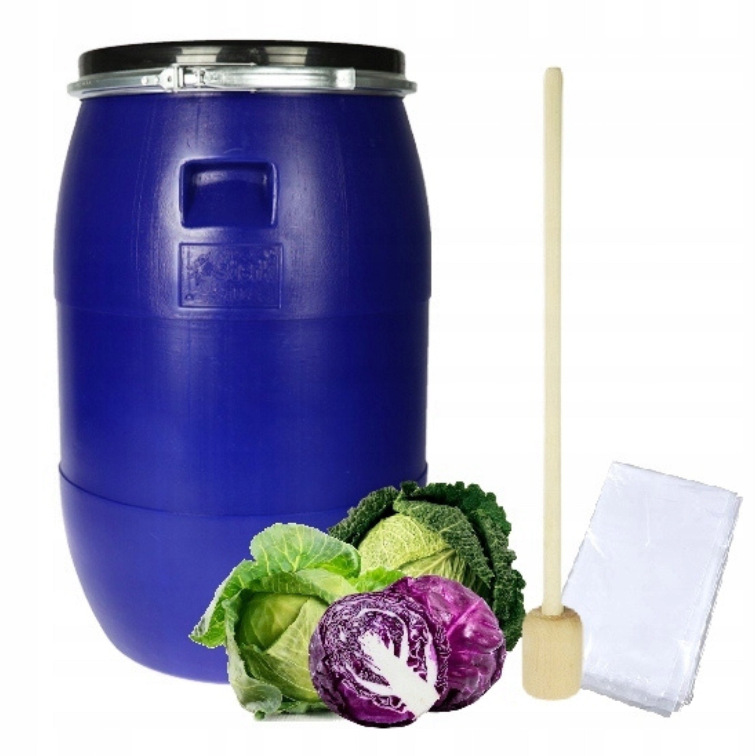 BARREL 85L WITH CABBAGE COVER SET FOR PICKLING CABBAGE BAG + PESTLE