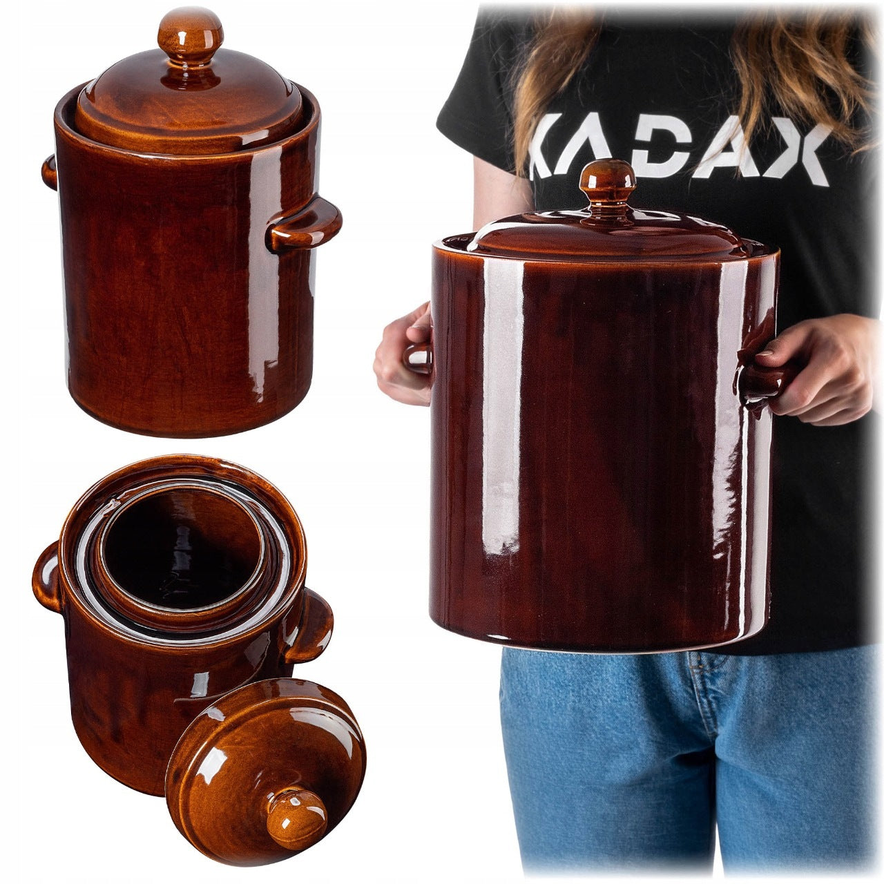 BARREL PICKLING POT WITH FLANGE 10L CABBAGE STONEWARE FOR CUCUMBERS