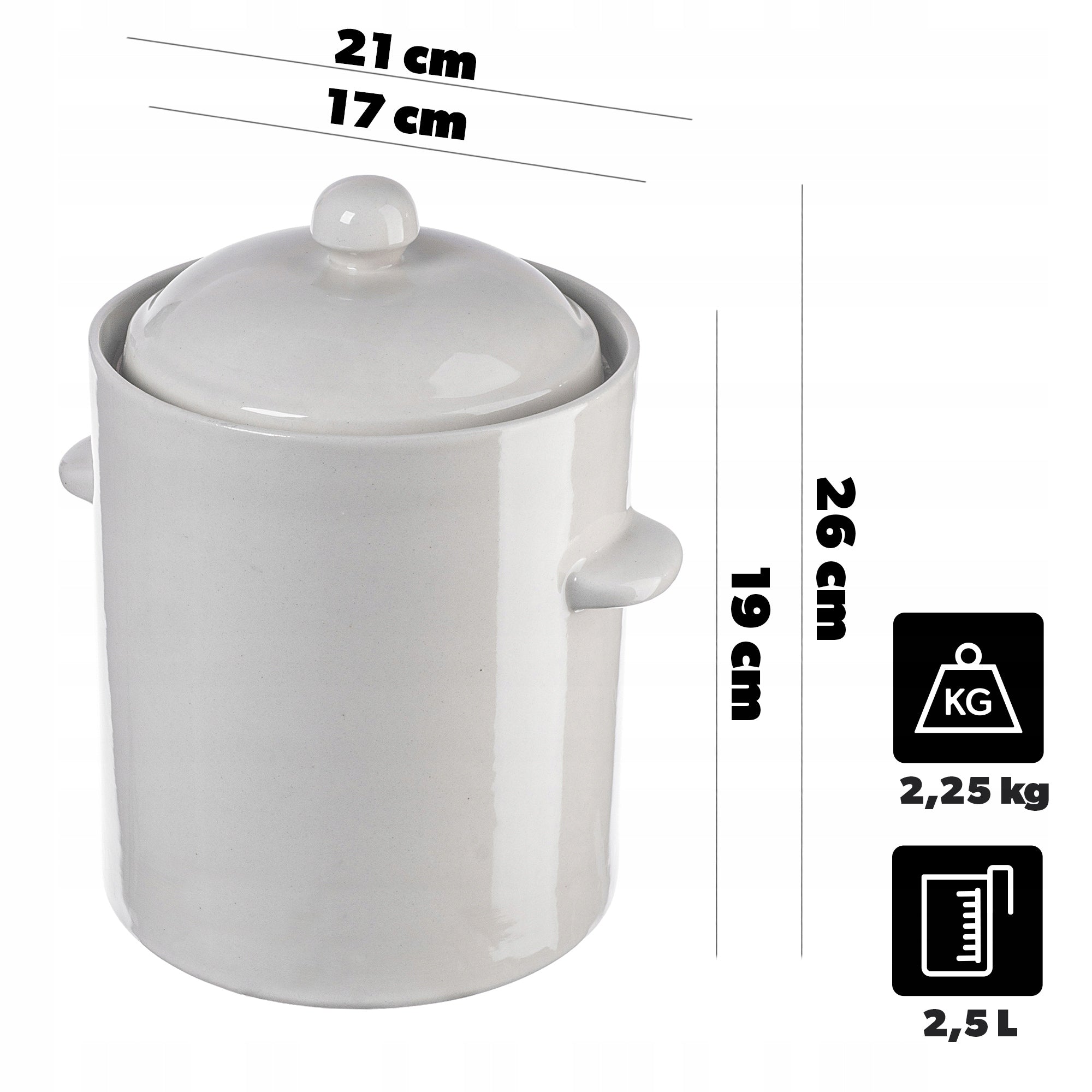 BARREL PICKLING POT WITH FLANGE 2,5L CABBAGE STONEWARE FOR CUCUMBERS Manufacturer code K10562