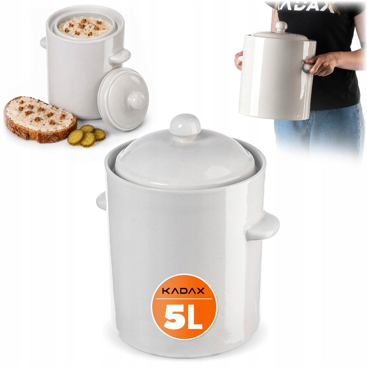 BARREL PICKLING POT WITH FLANGE 5L CABBAGE STONEWARE FOR CUCUMBERS