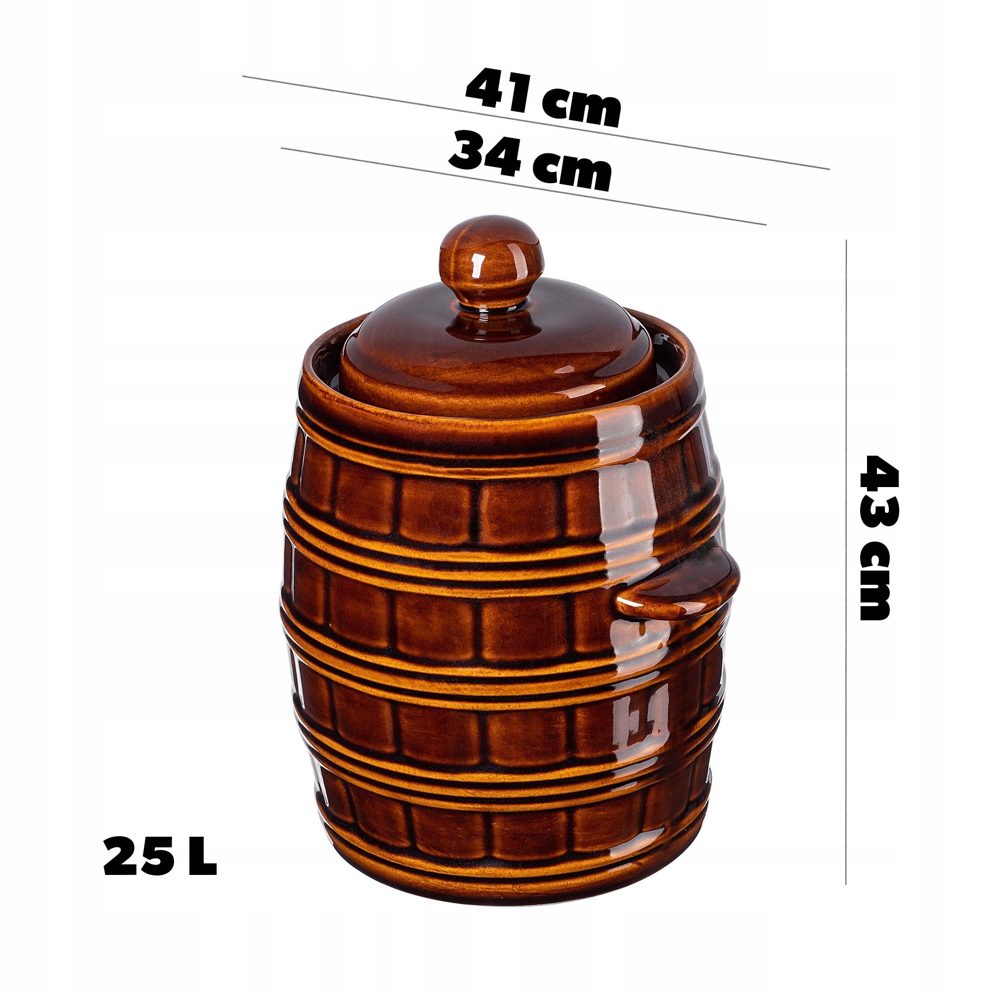 BARREL STONEWARE 25L CABBAGE PICKLING POT WITH COLLAR Poland Brand Kadax