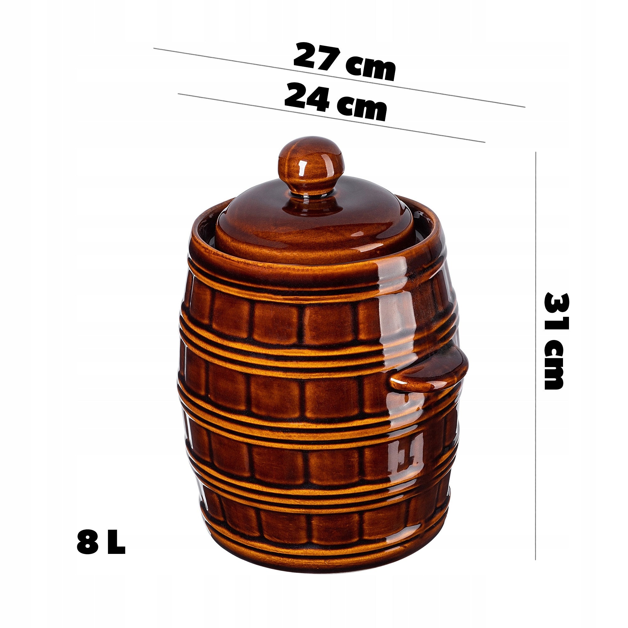BARREL STONEWARE 8L CABBAGE PICKLING POT WITH COLLAR Poland Brand Kadax