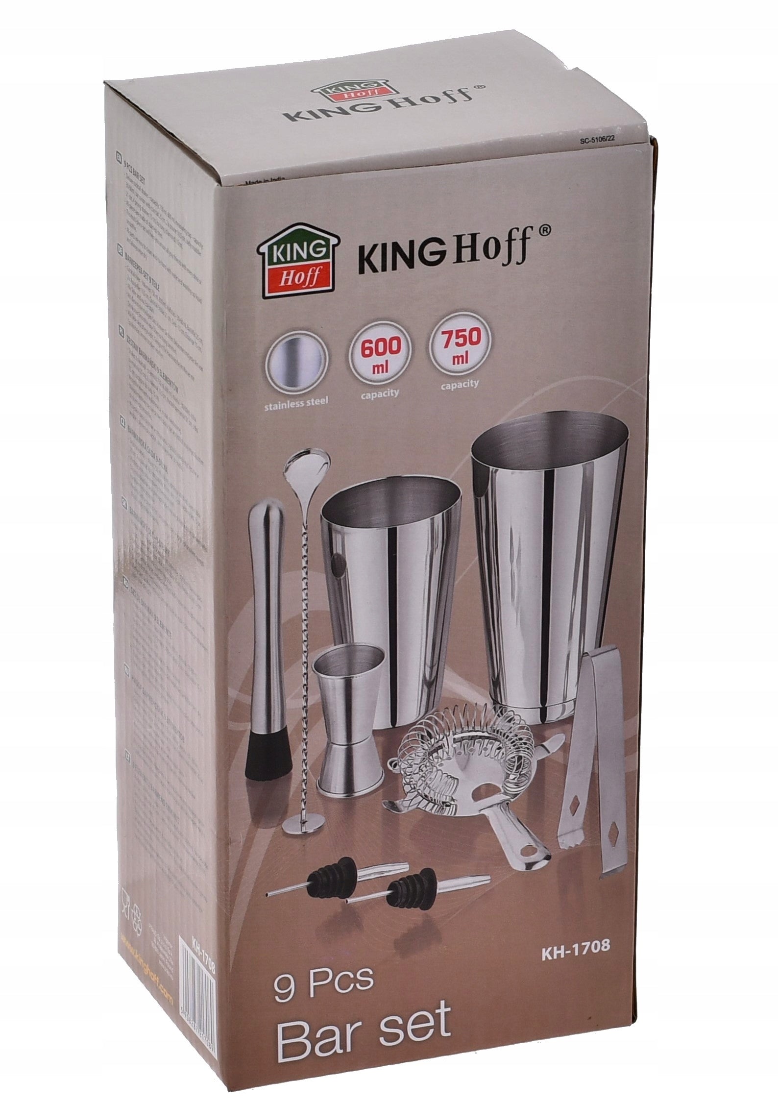 BARTENDER Set Bar Drink Measure and Tongs Manufacturer Kinghoff