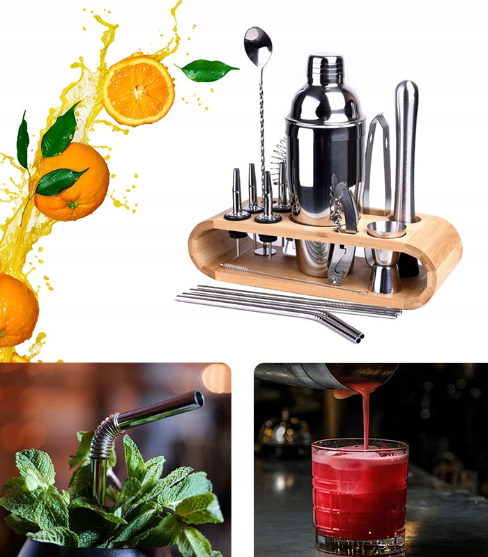 BARTENDING SET 17 ELEMENTS SHAKER STAND LARGE PROFESSIONAL FOR DRINKS Manufacturer no brand