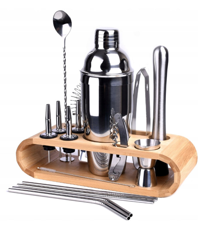BARTENDING SET 17 ELEMENTS SHAKER STAND LARGE PROFESSIONAL FOR DRINKS Packaging status original