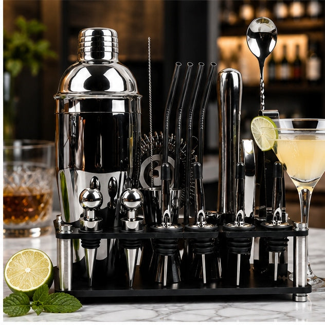 BARTENDING SET 20 ELEMENTS SHAKER STAND PROFESSIONAL FOR DRINKS Packaging status original