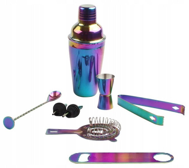 BARTENDING SET FOR DRINKS RAINBOW SHAKER JIGGER POURER SPOON 8el PREMIUM EAN (GTIN) 5907436218915
