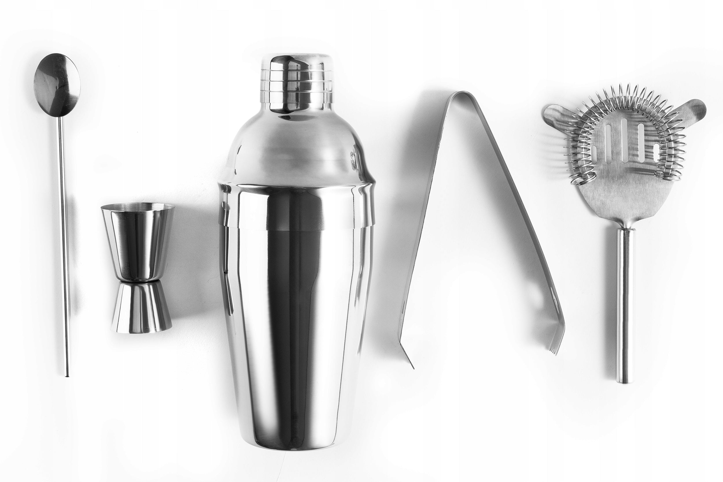 BARTENDING SET FOR DRINKS SHAKER SCOOP STRAINER LONG TEASPOON 5 EL Manufacturer code F217