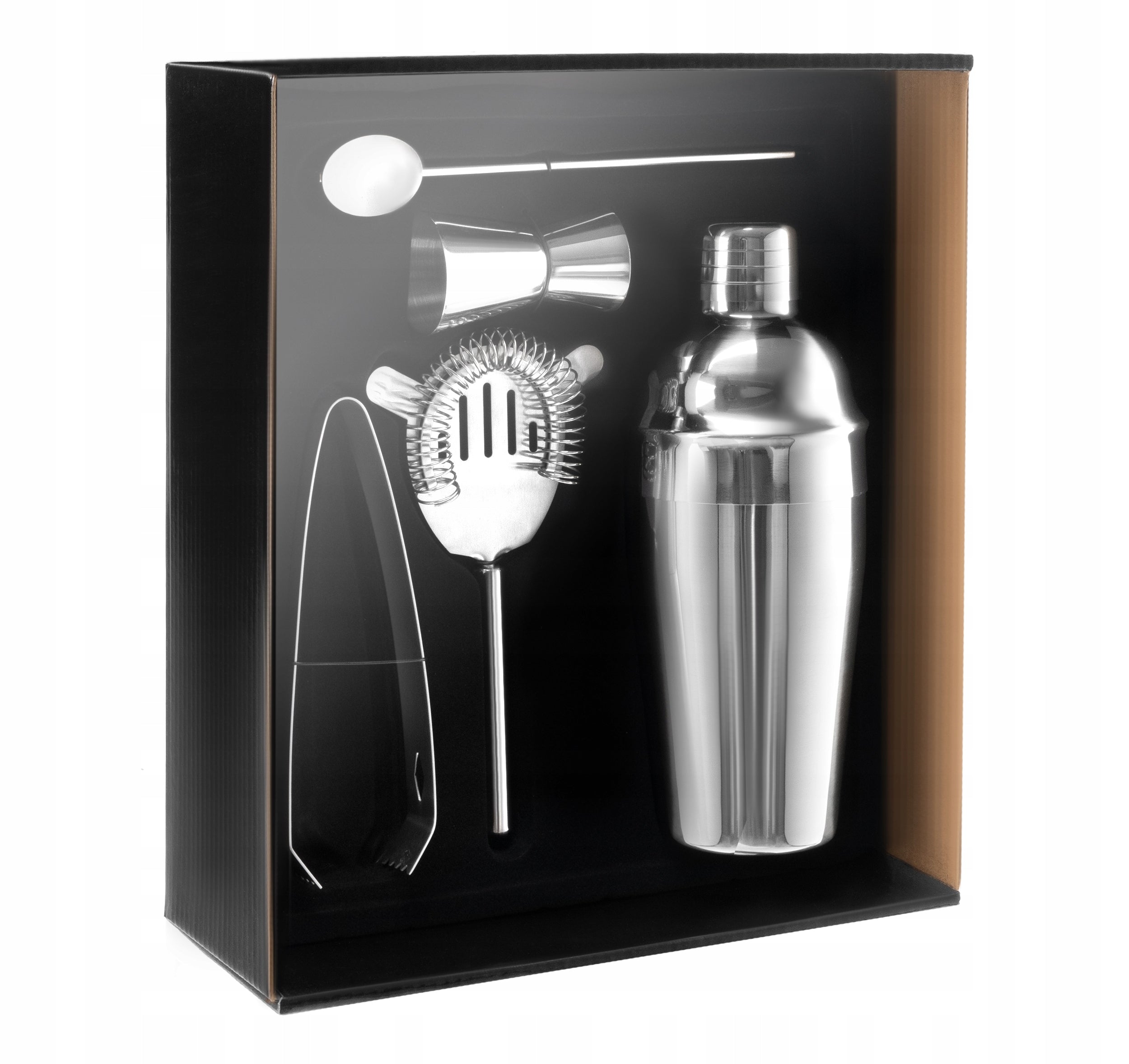 BARTENDING SET FOR DRINKS SHAKER SCOOP STRAINER LONG TEASPOON 5 EL