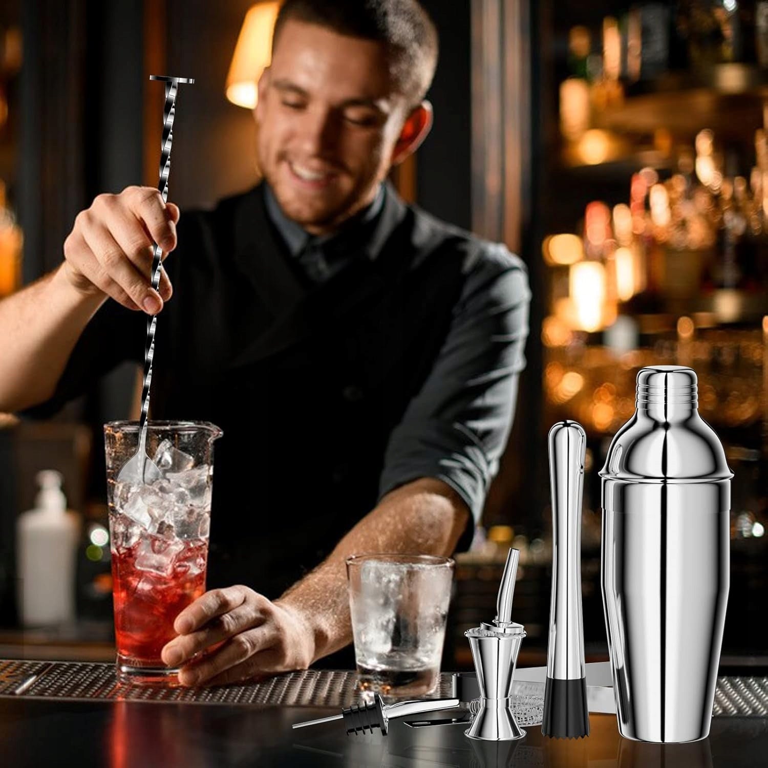 BARTENDING SET FOR DRINKS SHAKER STAND DRINKS PROFESSIONAL SET 750ml Packaging status original