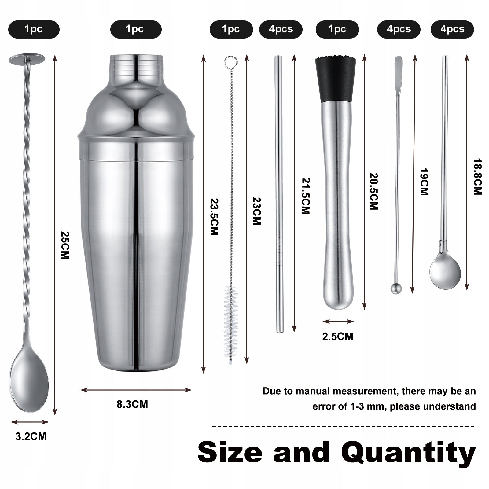 BARTENDING SET PROFESSIONAL 30EL FOR COCKTAIL DRINKS SHAKER 750ML + STAND Manufacturer no brand