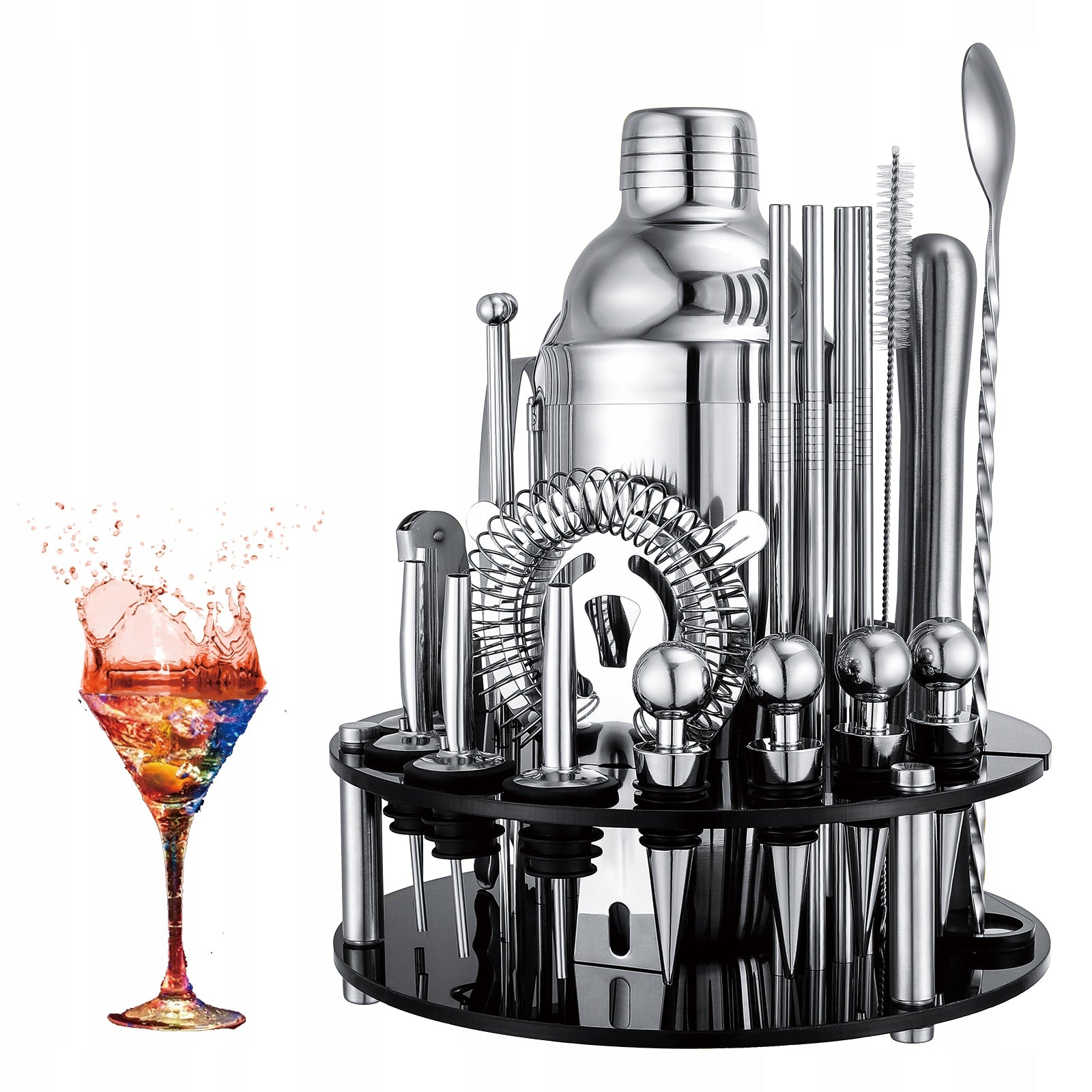 BARTENDING SET PROFESSIONAL 30EL FOR COCKTAIL DRINKS SHAKER 750ML + STAND