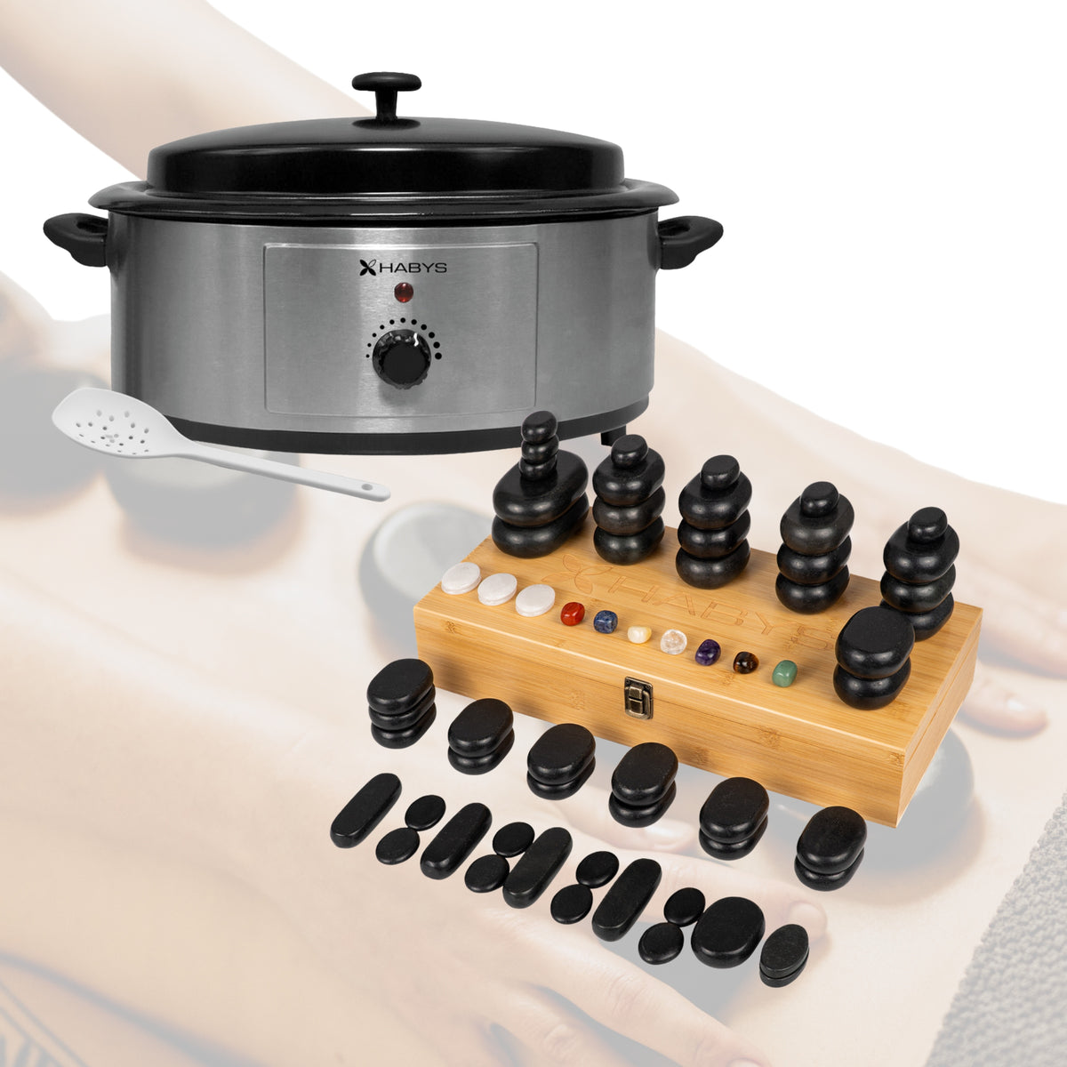BASALT STONE SET FOR MASSAGE 64x HOT STONES HEATER 6L ANALOG