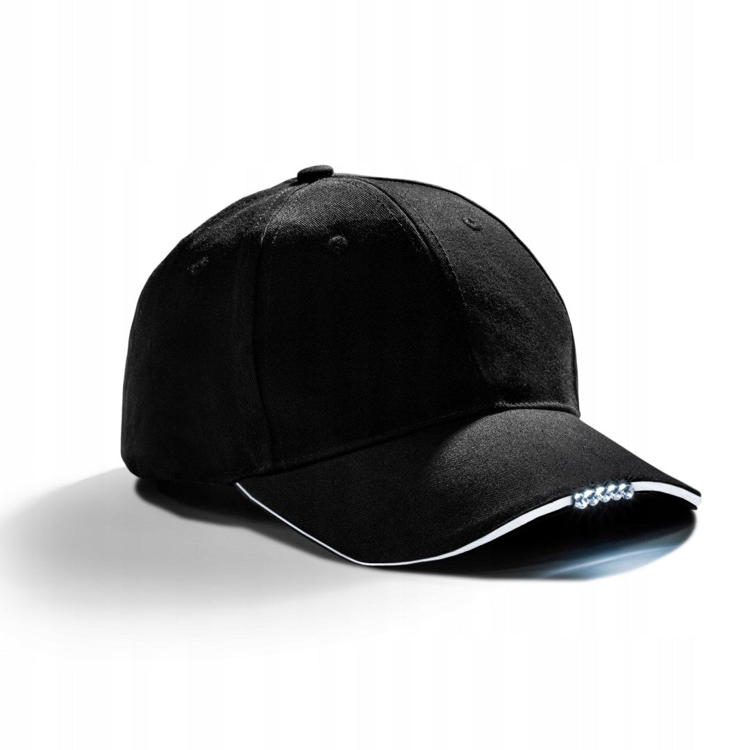 BASEBALL CAP AND LED FLASHLIGHT IN VISOR BASEBALL CAP LAMP LED BATTERIES Color black