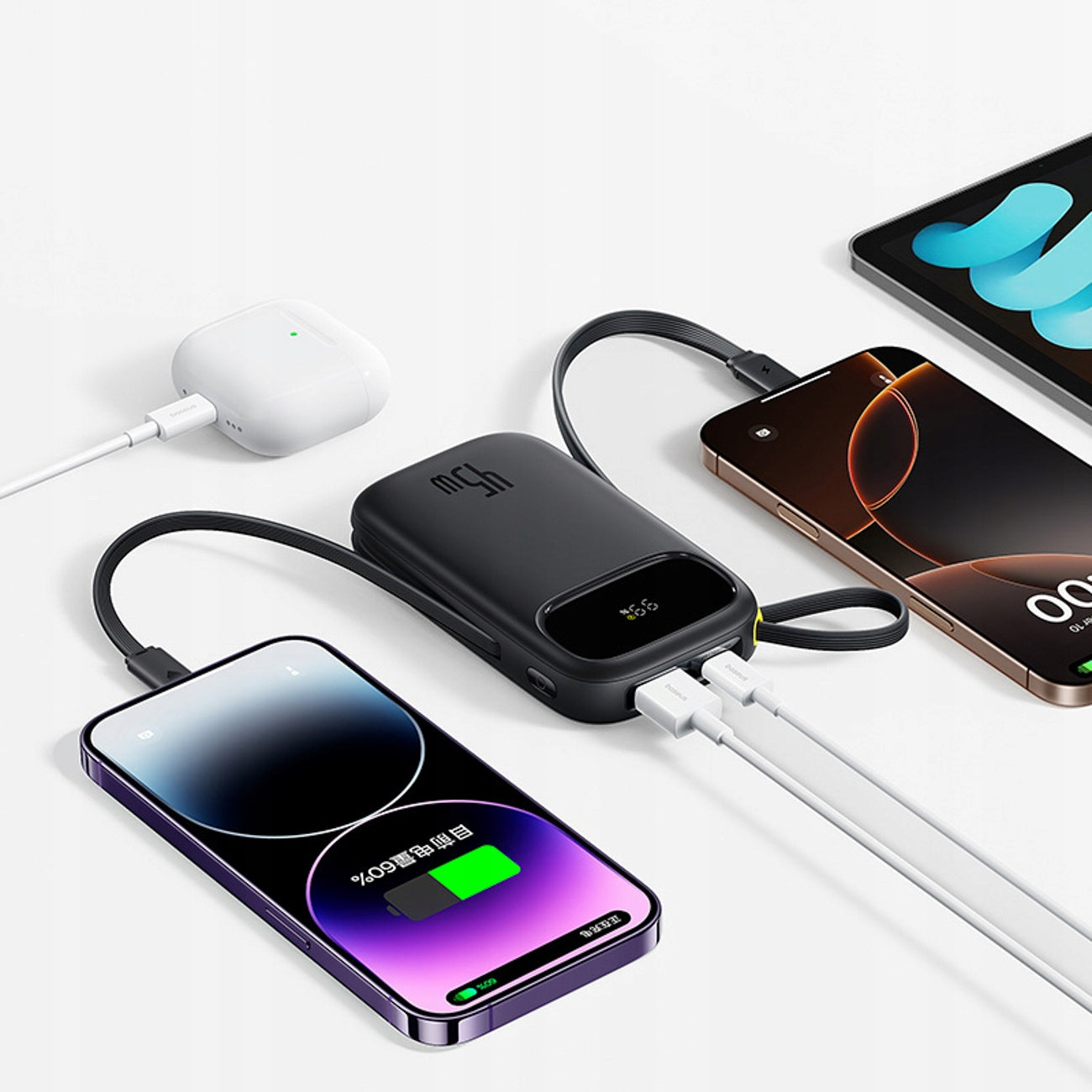 BASEUS FAST POWER BANK 20000 mAh 45W USB TYPE C USB-A CABLE USBC LIGHTNING Packaging status original