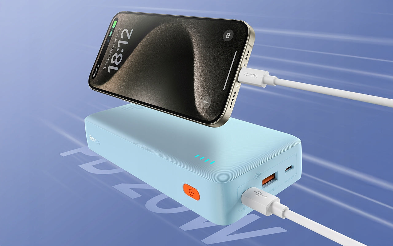 BASEUS POWER BANK WITH FAST CHARGING 20000MAH 20W USB-C USB-A WITH CABLE Manufacturer code P10022804313-00