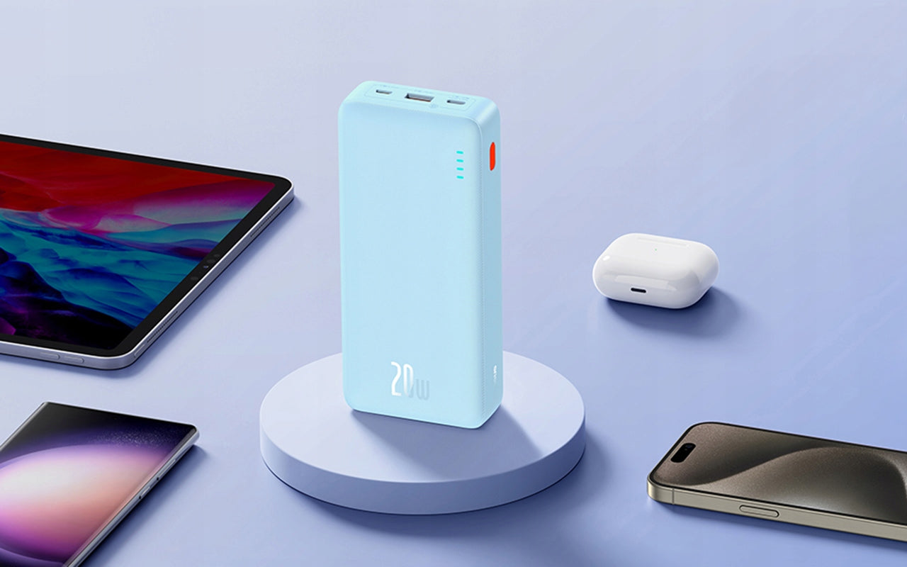 BASEUS POWER BANK WITH FAST CHARGING 20000MAH 20W USB-C USB-A WITH CABLE Packaging status original