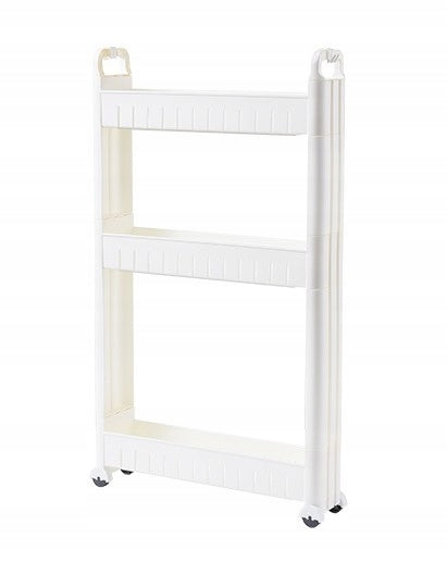 BASKET BOOKCASE STAND 3 SHELVES ORGANIZER ON WHEELS FOR SPICES 73x45x10 CM