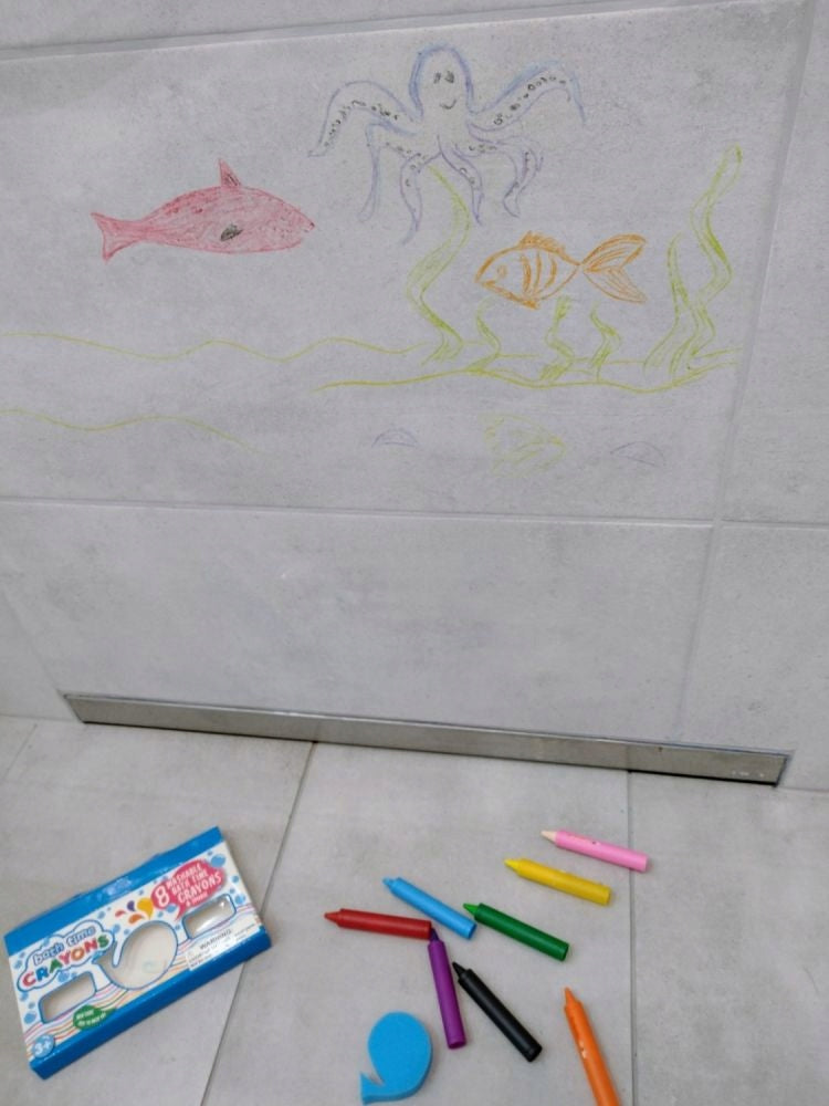 BATH PENCILS WASHABLE BATH TILE SET WITH BUDDHA BARNEY TEMPLATES Brand Buddy & Barney