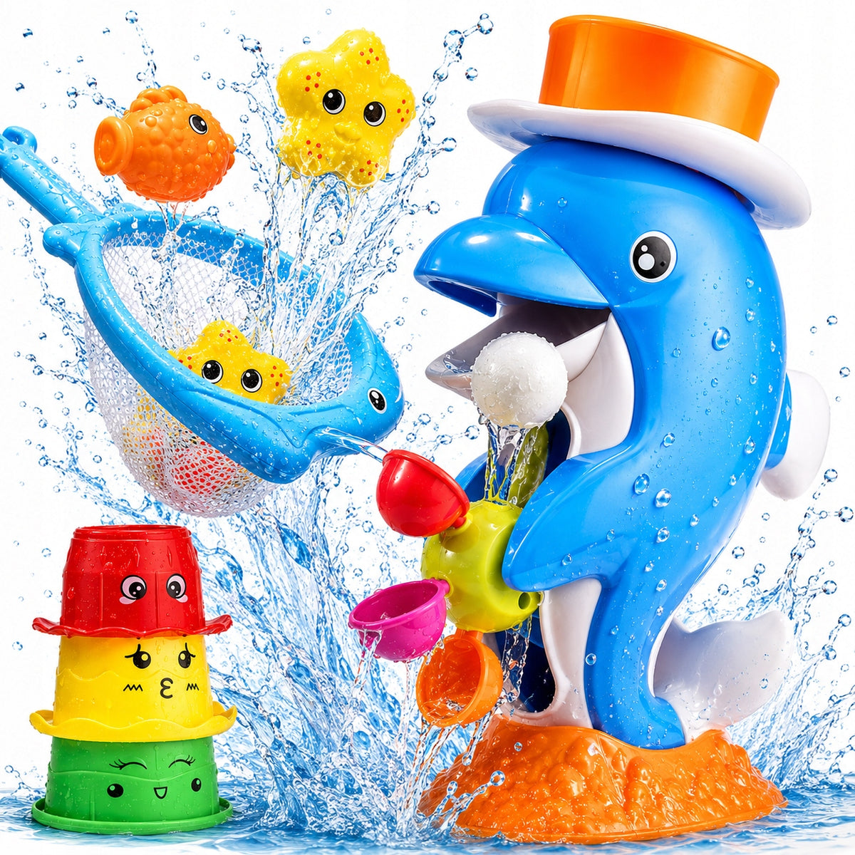 BATH TOY SET REEL POURING FISHING SUCTION CUP