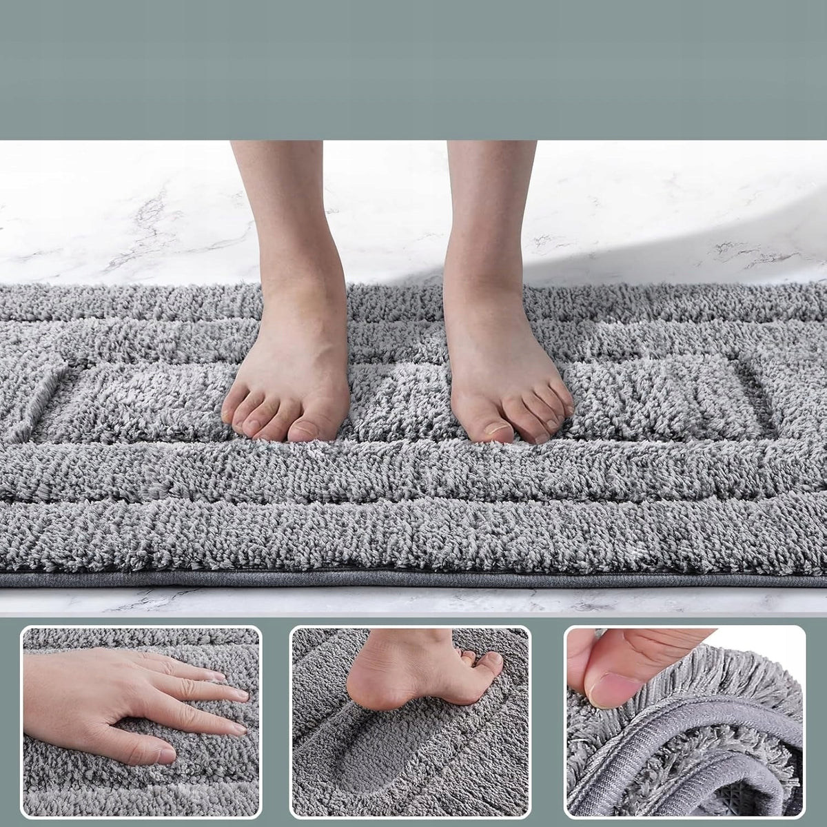 BATHROOM 40X60CM GREY NON-SLIP ABSORBENT SOFT MAT Product width 40 cm