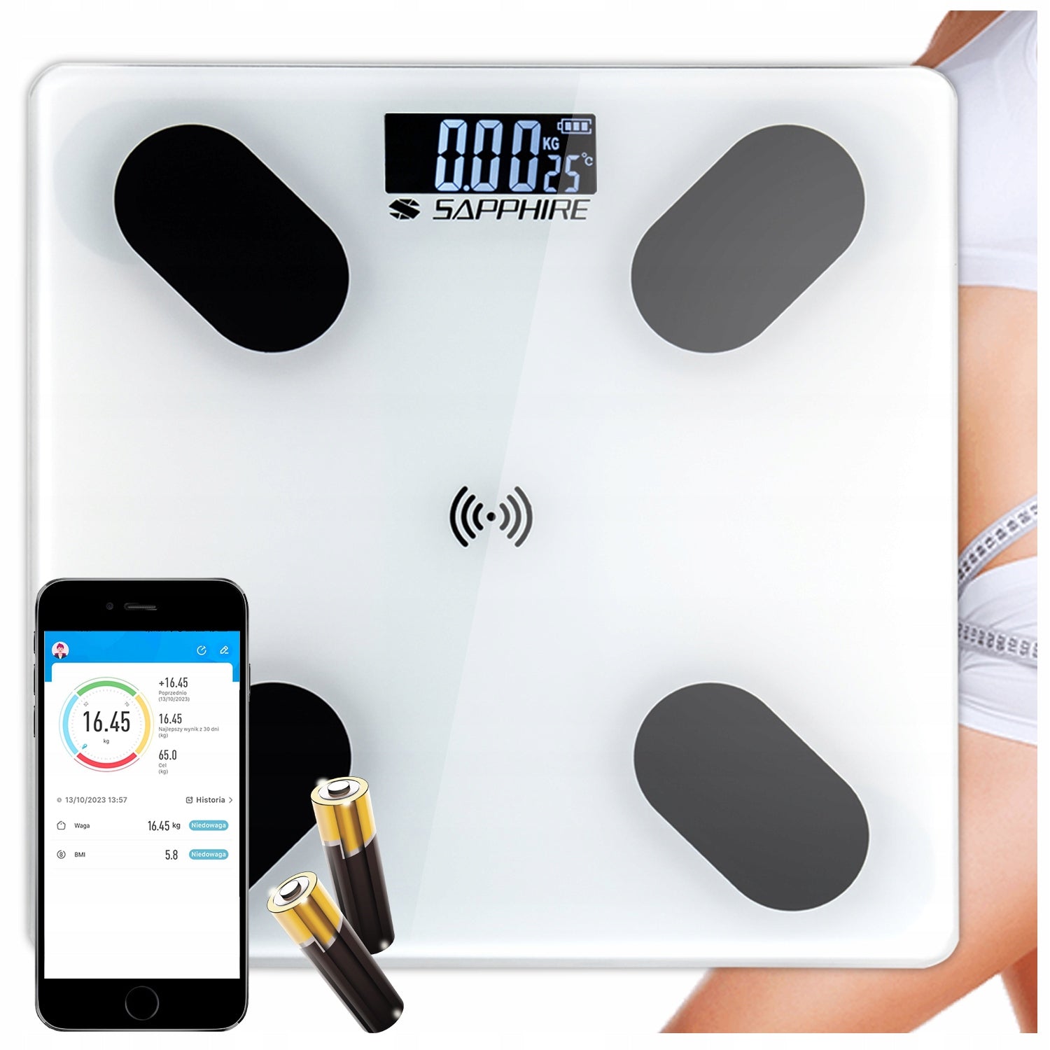BATHROOM ANALYSIS SCALE SAPPHIRE SMART electronic 180KG APPLICATION