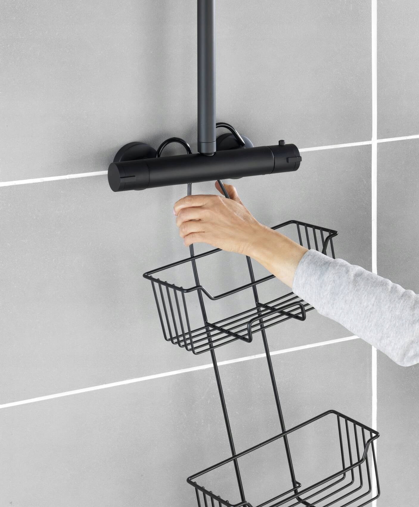 BATHROOM BASKET HANGING BATHTUB FAUCET BLACK TWO-TIER BASKET Brand Wenko
