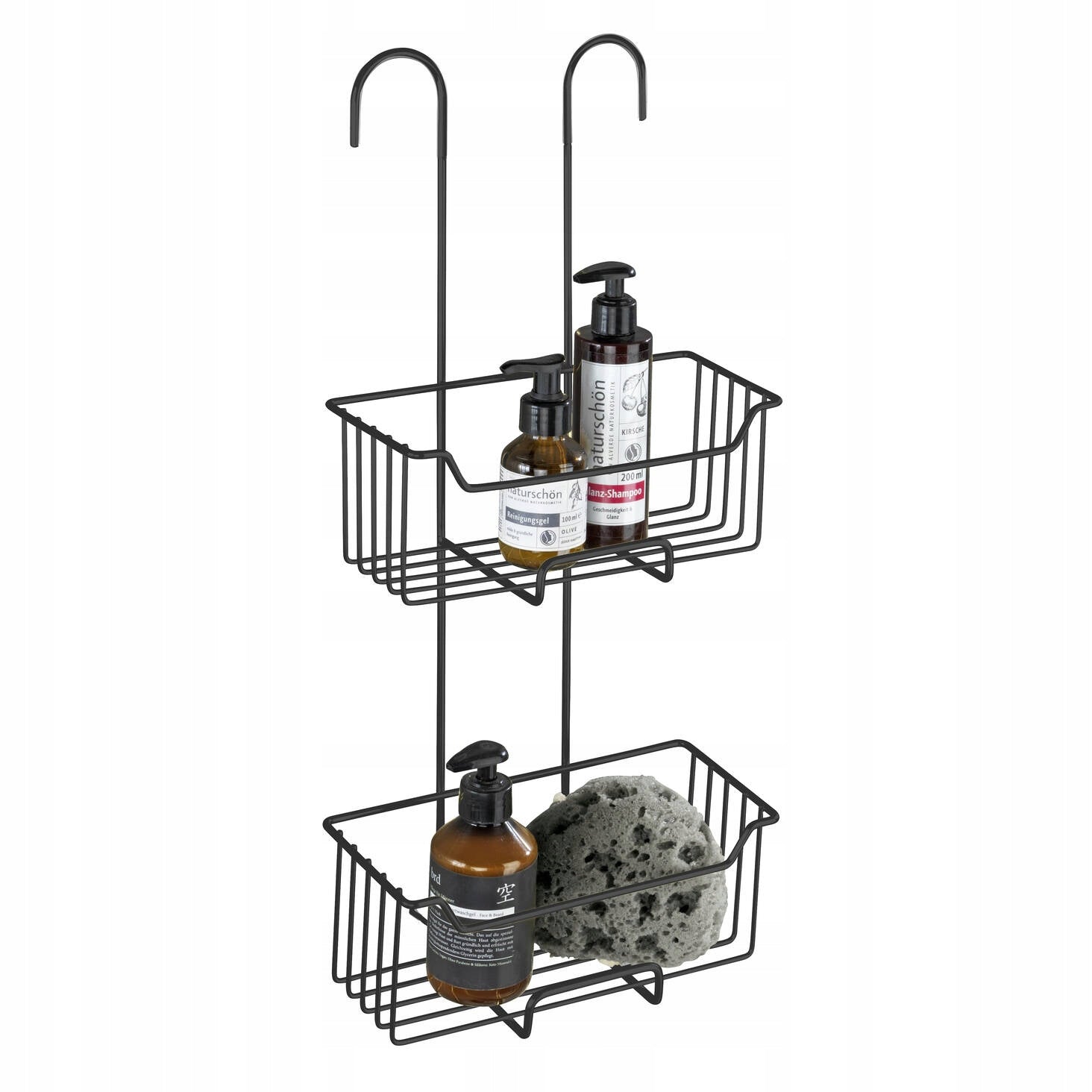 BATHROOM BASKET HANGING BATHTUB FAUCET BLACK TWO-TIER BASKET